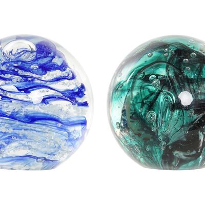 GLASS PAPERWEIGHT 8X8X8 2 ASSORTMENTS. DH203691
