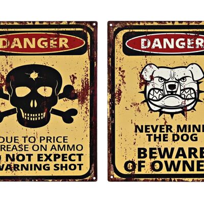 WALL DECORATION METAL 20X1X25 DANGER 2 ASSORTED. DP199921