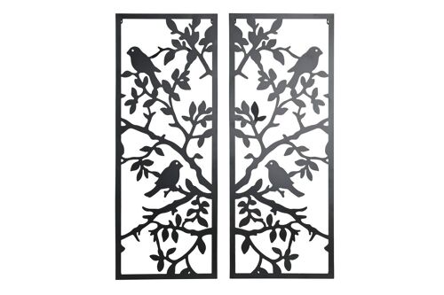 DECORACION PARED SET 2 METAL 70X1,3X90 PAJAROS DP201991