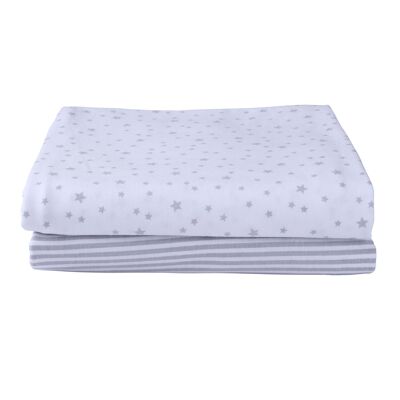 Stars & Stripes - Confezione da 2 lenzuola con angoli per carrozzina/culla