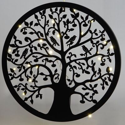 WALL DECORATION LED METAL 40X1X40 TREE BIRDS DP211184