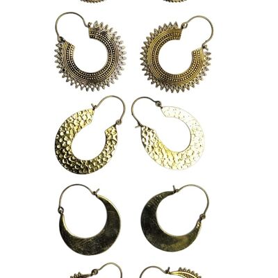 Lot de 5 paires de belles boucles d'oreilles créoles pour femme