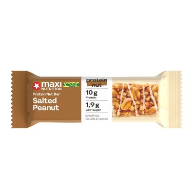 MaxiNutrition Salted Peanut Protein Nut Bar 18x46g - Proteinriegel aus ganzen Nüssen, mit 22% Eiweiß, vegetarisch, ohne Zuckerzusatz, ohne künstliche Aromen