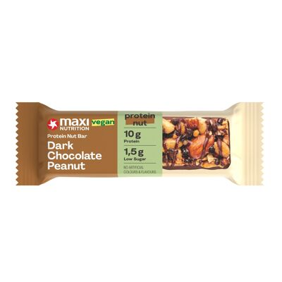 MaxiNutrition Dark Chocolate Peanut Vegan Protein Nut Bar 18x46g – Proteinriegel aus ganzen Nüssen, mit 22% Protein, vegan, ohne Zuckerzusatz, ohne künstliche Aromen
