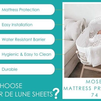 Waterproof Moses Basket Mattress Protector