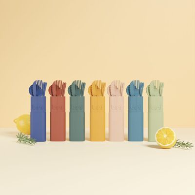 Bini n°2 layout pack with our 7 colors (Sets of 150 reusable cutlery)