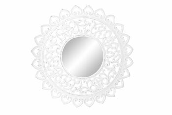 MIROIR MDF VERRE 90X2,5X90 MANDALA DÉCAPAGE BLANC ES193509 1