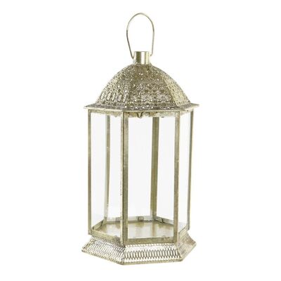 FAROLA METAL CRISTAL 21X19X37 DORADO FA195030