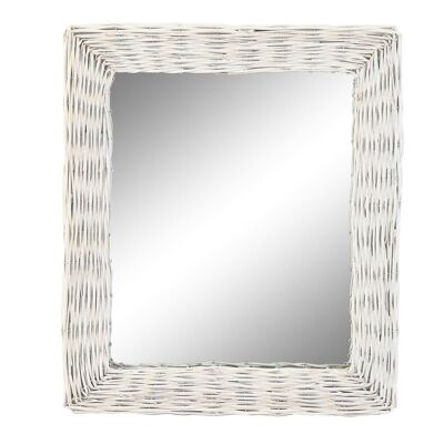 Miroir Verre Osier 53,5x4x62,5 Tressé Blanc ES198932