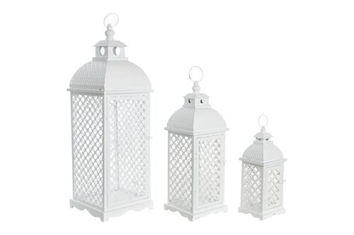 Farola Set 3 Metal 24X24X74 Desgastado Blanco FA206368