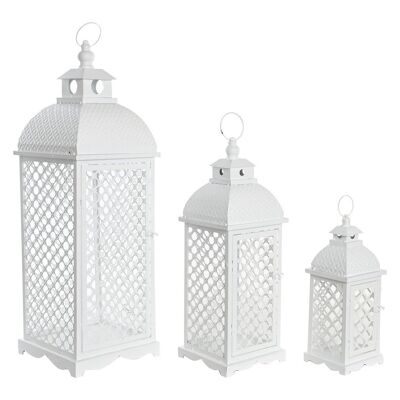 Farola Set 3 Metal 24X24X74 Desgastado Blanco FA206368