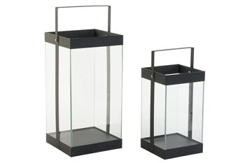 LAMPADAIRE SET 2 MÉTAL VERRE 18X18X35 NOIR FA207923 1