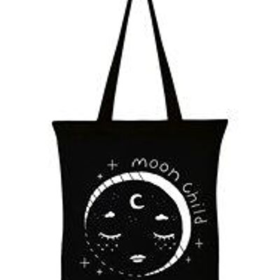 Celestial Moon Child Black Tote Bag