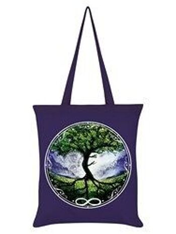 Tote bag violet arbre de vie