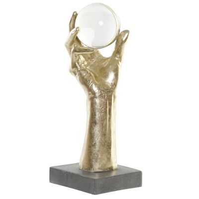 FIGURA RESINA CRISTAL 13,5X13,5X36 MANO DORADO FD181257