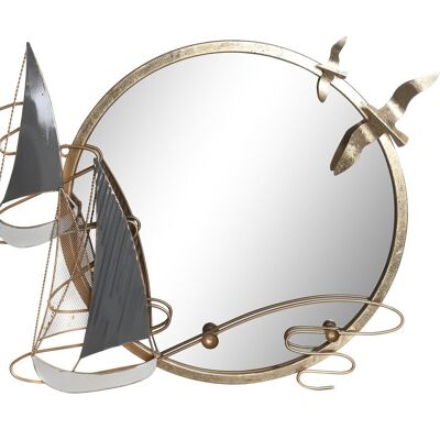 Specchio in metallo 64X5X54 Barca a vela dorata ES203922