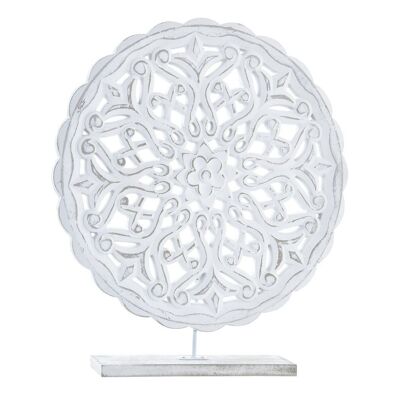 DÉCORATION MDF 40X7X45 MANDALA DÉCAPAGE BLANC FD195124