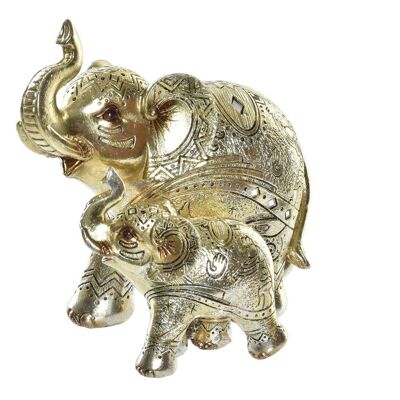 FIGURE RESIN 17X11X15 GOLDEN ELEPHANTS FD195818