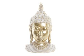 FIGURINE EN RÉSINE 18,5X14X29 TÊTE DE BOUDDHA DORÉ FD203276 1