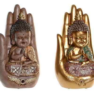 FIGURA IN RESINA 15,5X11X29 MANO DI BUDDHA 2 ASSORTIMENTI. FD202741