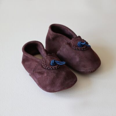 Pantofole per neonati in pelle scamosciata - Cioccolato