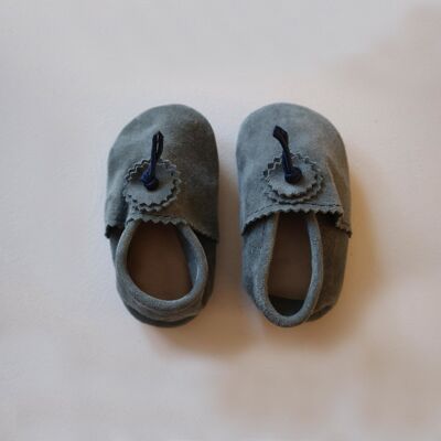 Pantofole per neonati in pelle scamosciata - grigie