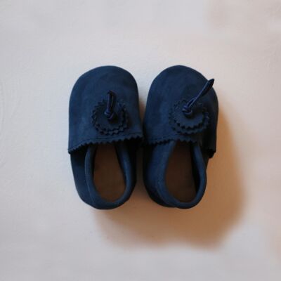 Suede Baby Slippers - Navy