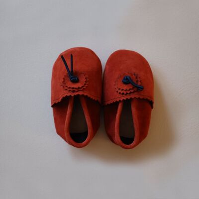 Suede Baby Slippers - Rust