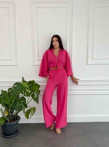 Ensemble chemise et  pantalon fuchsia - PONT 1