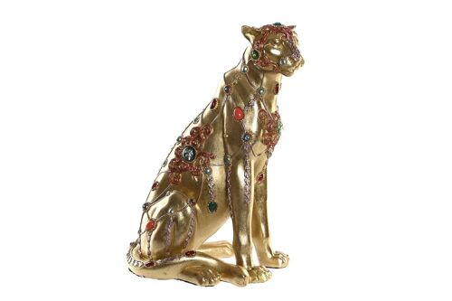 Figura Resina 25,5X17X33 Leopardo Dorado FD199214