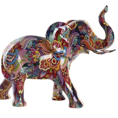 FIGURA IN RESINA 32X14,5X26 ELEFANTE MULTICOLORE FD199227