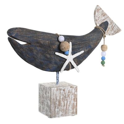 FIGURA MANGO RESINA 35X9X32 BALLENA NATURAL AZUL FD203877