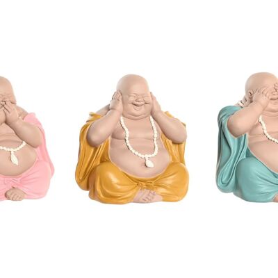 FIGURA IN RESINA 19,5X15X19,5 BUDDHA 3 ASSORTIMENTI. FD199806