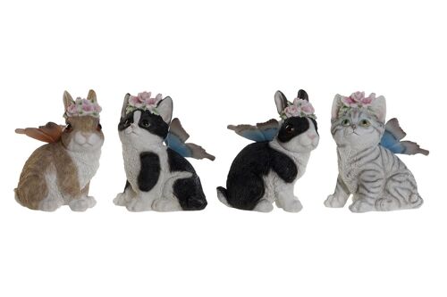 Figura Resina 11X13X15 Conejo Gato 4 Surt. FD205357