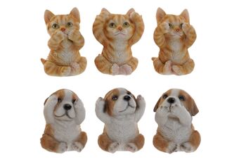 FIGURINE EN RÉSINE 6,5X6X8 CHAT CHIEN 6 ASSORTIMENT. FD205358 1