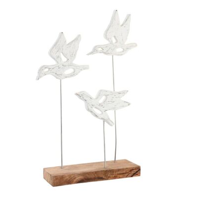 Figura Mango Hierro 32X10X51 Pajaros Blanco FD200903