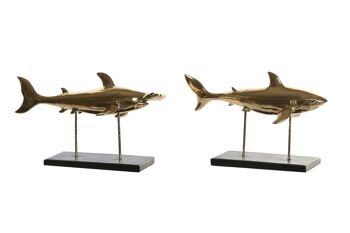 FIGURINE EN RÉSINE MÉTAL 32X10.5X19.5 REQUIN 2 ASSORTIMENTS. FD205386 1