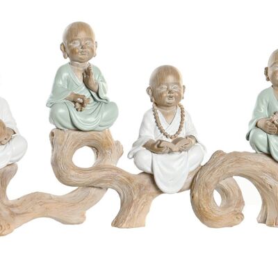 FIGURA RESINA 34,5X9X18,5 MONJES MULTICOLOR FD205479