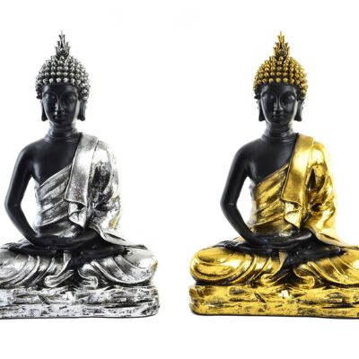 HARZFIGUR 25X14X37,5 SILBERNER BUDDHA FD202635