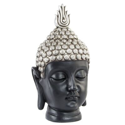 HARZFIGUR 27X24X49 SILBERNER BUDDHA-KOPF FD202636