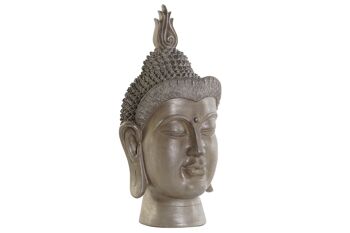 FIGURE RÉSINE 30X29X58 TÊTE DE BOUDDHA GRIS FD205579 1