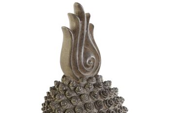 FIGURE RÉSINE 30X29X58 TÊTE DE BOUDDHA GRIS FD205579 2