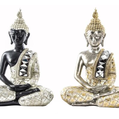 FIGURA IN RESINA 25X14X34 BRILLIANT BUDDHA 2 ASSORTIMENTI. FD202641