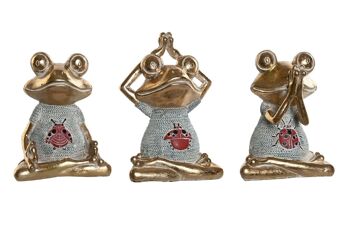 FIGURINE EN RÉSINE 12X8.7X15.5 GRENOUILLE YOGA DÉCAPÉ 3 ASSORTIMENTS. FD205783 1