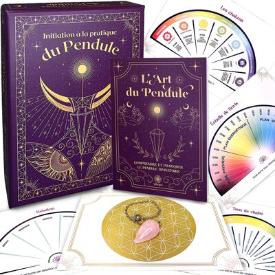 Caja de Iniciación Péndulo Adivinatorio: 19 Tablas de Radiestesia + 1 Libro Completo + 1 Péndulo de Radiestesia Adivinatorio (gratis) + 1 Flor de la Vida Para Purificar tu Péndulo