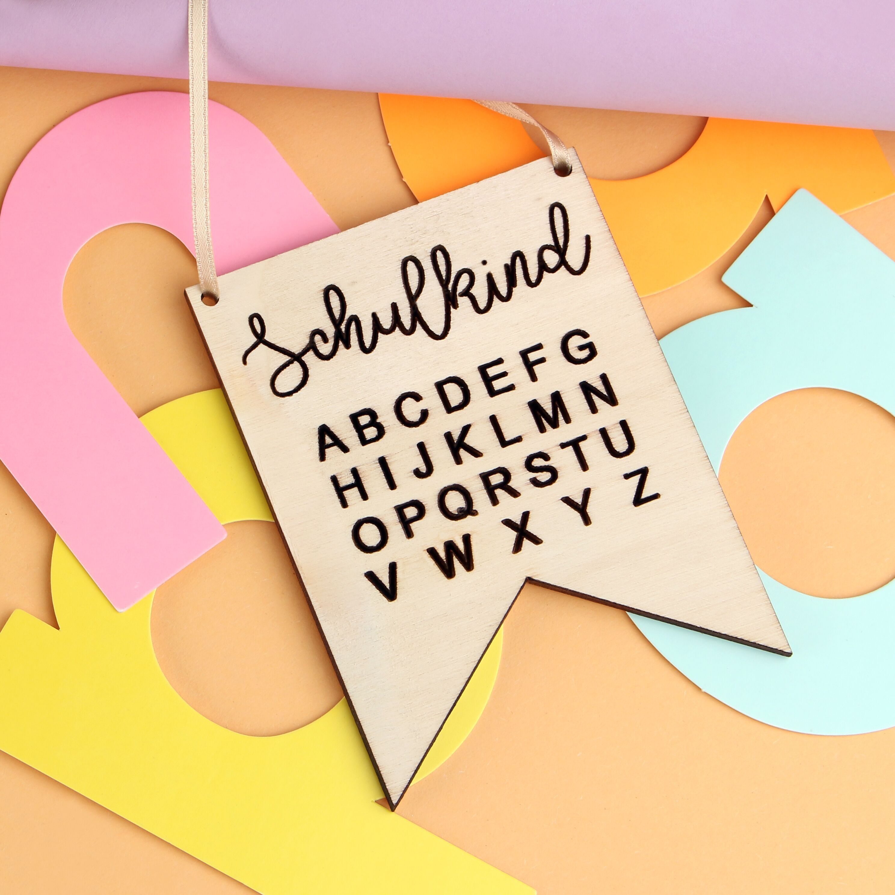 Pennant bandiera scolaretto con alfabeto - gr. S