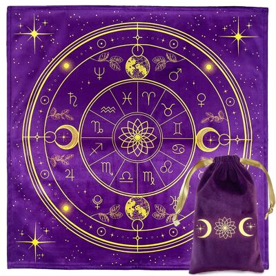 Clairvoyance & Pochon Mat - Oracle Mat, Cards and Divinatory Tarot - Velvet Altar Cloth for Practicing Cartomancy and the Divinatory Pendulum