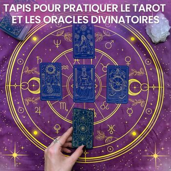 Tapis Voyance & Pochon - Tapis Oracle, Cartes et Tarot Divinatoire - Nappe d'Autel en Velour pour Pratiquer la Cartomancie et Le Pendule Divinatoire 2
