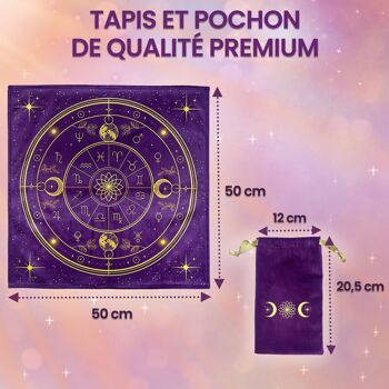 Tapis Voyance & Pochon - Tapis Oracle, Cartes et Tarot Divinatoire - Nappe d'Autel en Velour pour Pratiquer la Cartomancie et Le Pendule Divinatoire 5