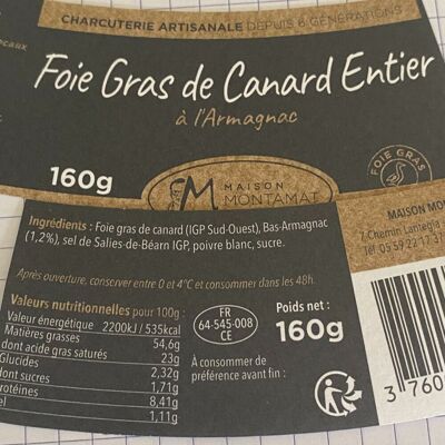 Foie gras d'anatra intero con armagnac
